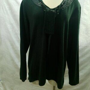 QUACKER FACTORY SEQUINED BLACK SWEATER Size XL  (379)